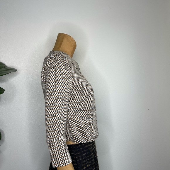 Diane Von Furstenberg Sz 6 Collarless Jacket 3/4 Sleeves Zip Front - Picture 8 of 10